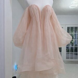 Zimmermann Peach Strapless Crush Mini Dress